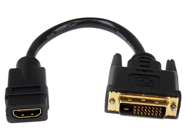 Cable Adaptador StarTech de HDMI (H) a DVI-D (M), 20cm.