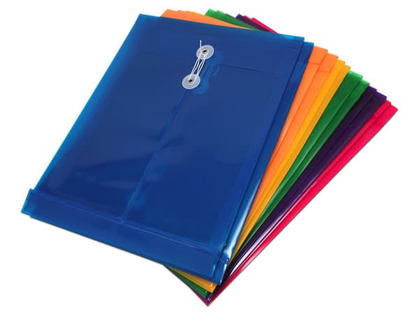 Sobre Barrilito Plástico con Hilo Oficio Vertical Colores Surtidos Paq C/12 Pzas