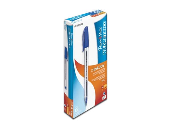 Bolígrafo Papermate Kilométrico de Punto Medio 1.0 mm, Color Azul, (12 Piezas).