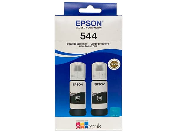 Botella de Tinta Epson 544, Negro, Modelo: T544120-2P. Paquete con 2 piezas