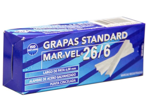 Grapas Pilot Standar Marvel, 6mm, Caja.