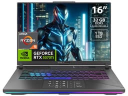 Laptop Gamer ASUS ROG Strix G16: CPU AMD Ryzen 9 9955HX (hasta 5.4 GHz),Memoria 32GB DDR5,SSD 1TB,Pantalla de 16" LED, WQXGA (2560x1600), 3ms, 240Hz,Video NVIDIA GeForce RTX 5070 Ti 12GB,S.O. Windows 11 Home,Teclado Retroiluminado en Inglés - imagen 1