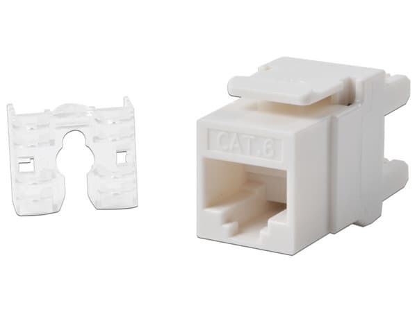 Modulo Jack LinkedPro LP-KJ-649-WH tipo Keystone, RJ-45 Cat6 con terminación 110, Angulo 180 grados. Color Blanco