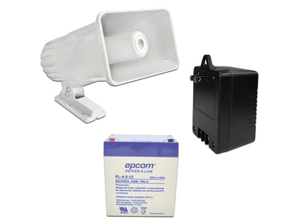Kit de accesorios SYSCOM 4A16V30W, Batería , Transformador, Sirena.