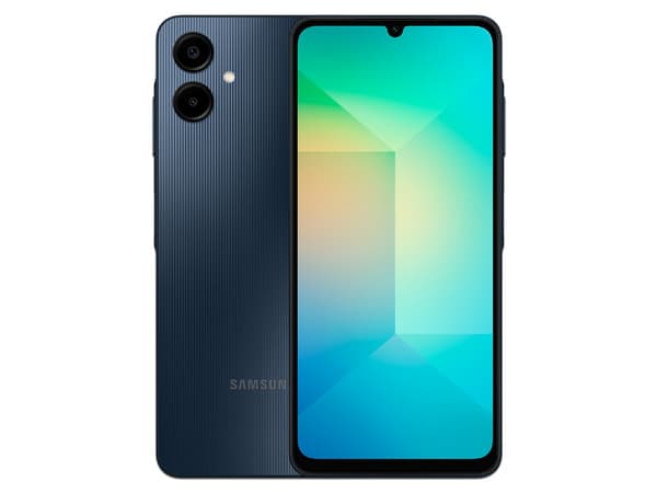 Smartphone Samsung Galaxy A06: Procesador Octa Core (2.0 GHz), Memoria RAM de 4GB, Almacenamiento de 64GB, Pantalla LED Multi Touch de 6.7" HD+, Bluetooth 5.3, Wi-Fi 5, Cámara principal de 50MP, Android 14. Color Negro.