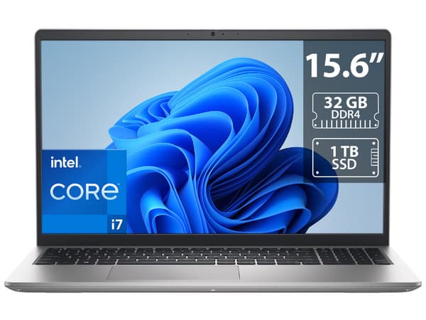 Laptop DELL DC15250:Procesador Intel Core i7 1355U (hasta 5.0 GHz),Memoria de 32GB DDR4,SSD de 1TB,Pantalla de 15.6" LED,Video Iris Xe Graphics,S.O. Windows 11 Home