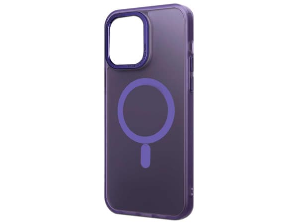 Funda protectora Tekku Matte para iPhone 15, Compatible con MagSafe, Color Violeta Transparente.