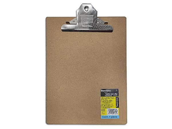 Tabla Barrilito, Madera, Tamaño Carta, Con Clip.