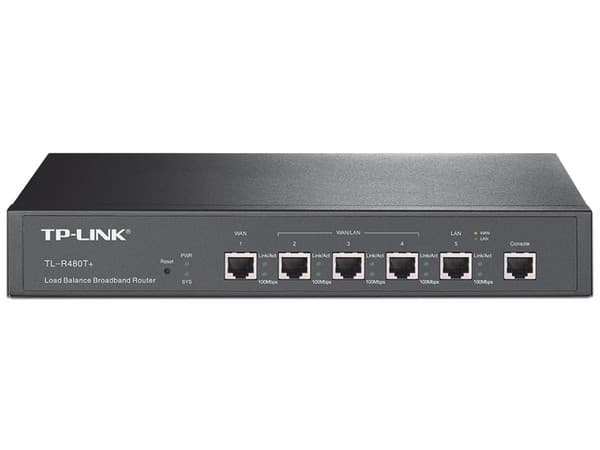 Router Balanceador de Carga de Banda Ancha TP-Link TL-R480T+, 5 Puertos RJ-45, Color Gris.