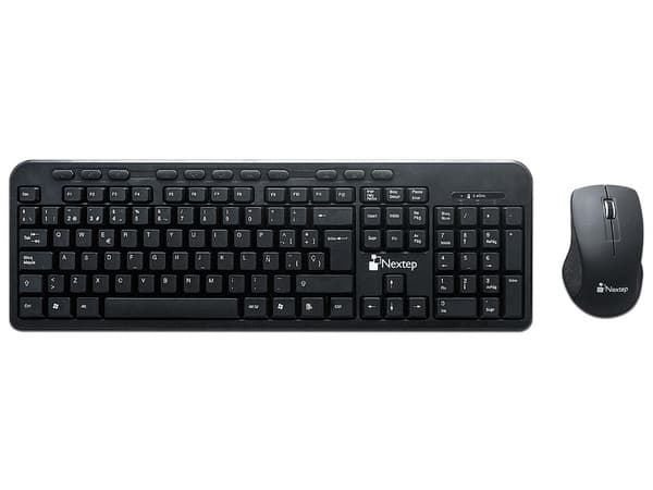 Teclado y Mouse Inalámbricos Nextep, USB. Color Negro.