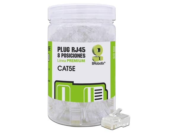 Plugs BRobotix RJ-45, Cat5e, UTP, Bote con 100 piezas. Translúcidos.
