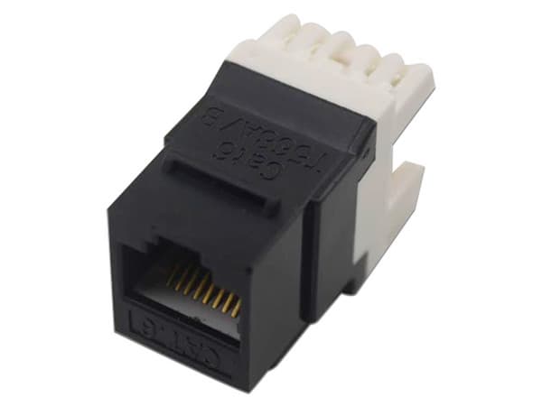 Modulo Jack LinkedPro LP-KJ-649-BK tipo Keystone, RJ-45 Cat6 con terminación en angulo 180 grados. Color Negro
