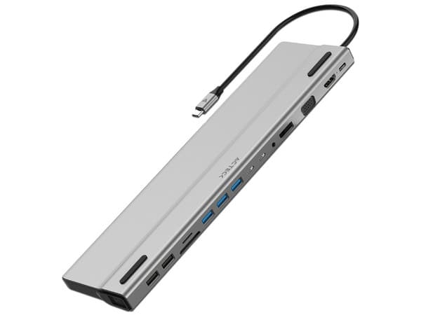 Docking Station Acteck AC-932950 14 en 1, Conector Principal USB Tipo C 3.1, Color Plateado