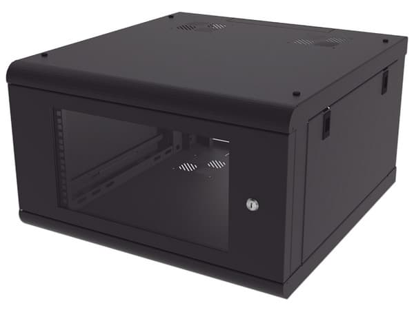 Gabinete de Pared con Puerta de Cristal Templado, 635 mm de Profundidad, 6U Rack de 19'', Acero Reforzado