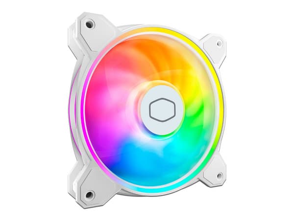 Ventilador Cooler Master MasterFan MF120, de 120 mm, con iluminación LED ARGB, color blanco.