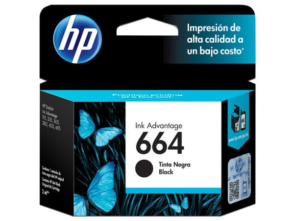 Cartucho de tinta HP 664 negra Original (F6V29AL).