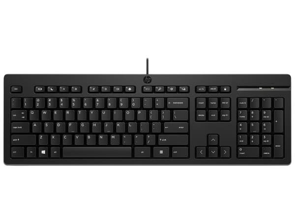 Teclado Alámbrico HP 125, Conexión USB-A, Cable de 180 cm, Diseño Ergonómico, Color Negro.