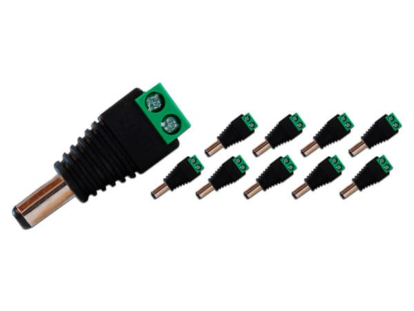 Paquete de 10 Conectores de Corriente Enson ENS-MC01, Jack 3.5mm para Alimentar Cámaras CCTV o Realizar Empalmes de Cableado.