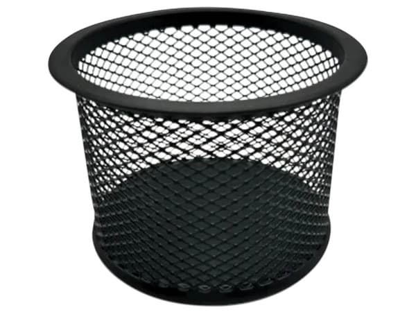 Porta lápices Nextep chico de malla metálica con dimensiones de 9 x 6 cm.