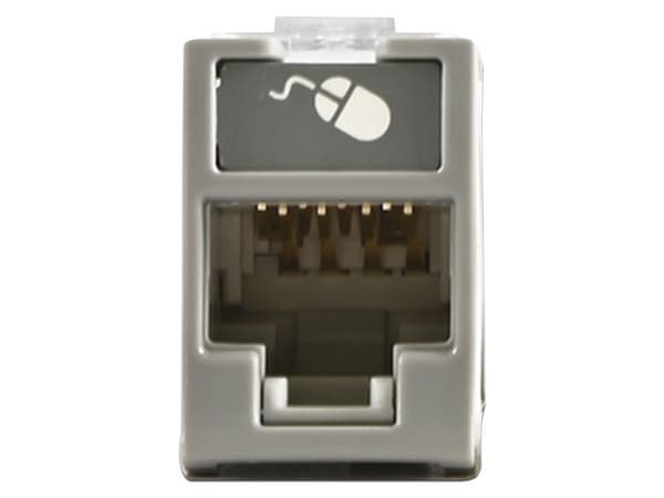 Modulo Jack Siemon UltraMAX U5-H04NS, UTP Cat5e, RJ-45 Hembra, Montaje híbrido en Placa de Pared. Color Gris.