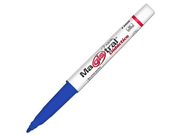 Marcador Magistral Didáctico Punto Fino Color Azul, Caja con 12 Piezas.