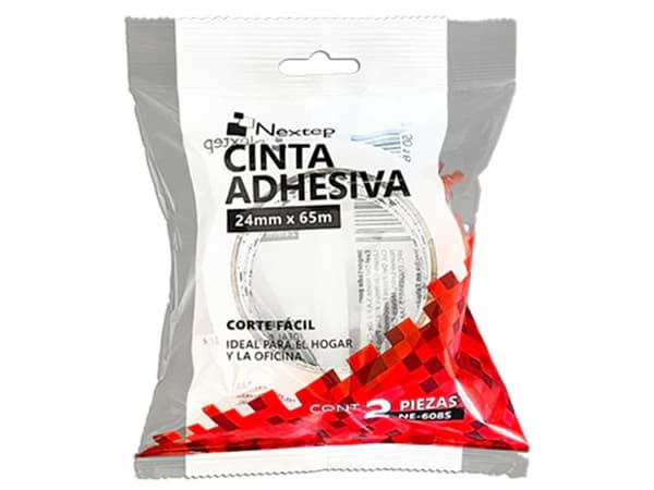 Cinta Adhesiva Nextep de Corte Facil, 24mm x 65m, 2 Piezas.