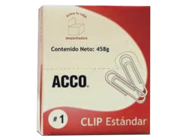 Clip Estándar ACCO Inoxidable, #1, 10 cajas con 100 Clips.