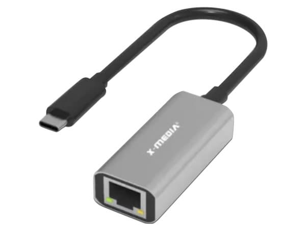 Adaptador de Red X-Media XM-UE3000C de USB-C a RJ-45 Ethernet (M-H), Color Gris.