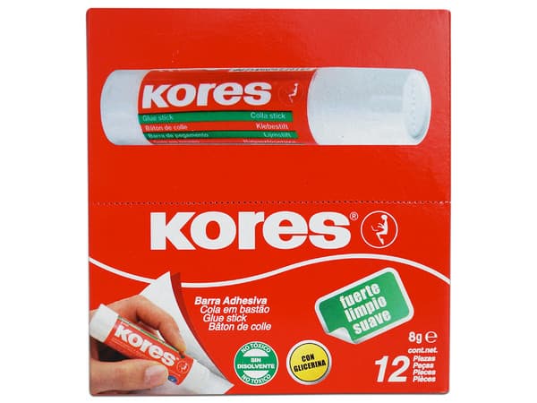 Lápiz Adhesivo Kores de 8g. Paquete con 12 piezas.