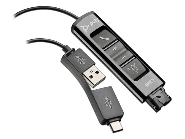Adaptador Poly DA85 de USB-A/C  a QD, 1.3 m, Color Negro.