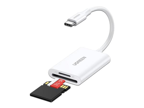 Adaptador USB UGREEN 35506, USB Tipo C a MicroSD y SD (M-H), Soporta Tarjetas de hasta 2TB, Color Blanco.