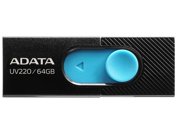 Unidad Flash USB 2.0 Adata UV220 de 64GB. Negro/Azul.