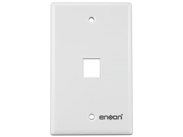 Placa de Pared Enson EPRO-FP10, Compatible con Jack Keystone de 1 Puerto, Color Blanco.