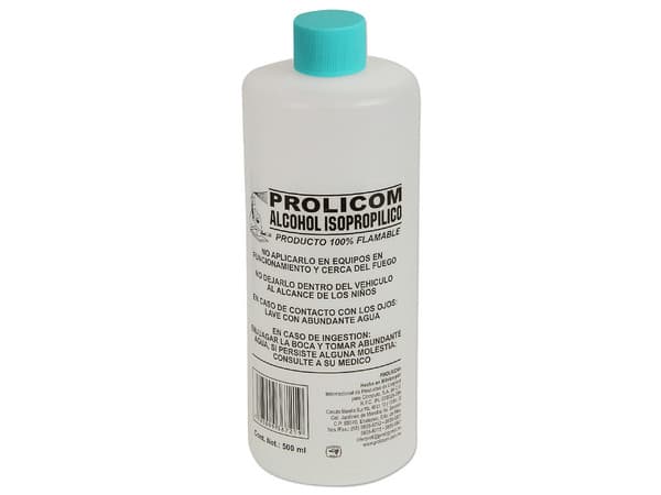 Alcohol Isopropilico Prolicom, para mantenimiento y limpieza. 500 ml.