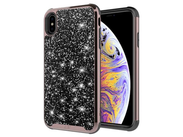 Funda ZIZO Diamond, Compatible con iPhone Xs, Diseño Brillos Negra.