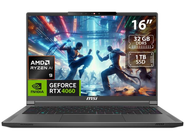 Laptop Gamer MSI Creator A16 AI+: Procesador AMD Ryzen AI 9 365 (hasta 5.0 GHz), Memoria de 32GB DDR5, SSD de 1TB, Pantalla de 16" LED 2560 x 1600, 240 Hz,Video NVIDIA GeForce RTX 4060, S.O. Windows 11 Home, Teclado en Inglés.