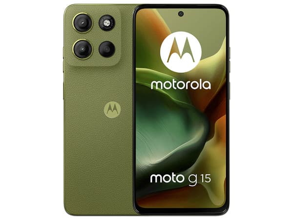 Smartphone Motorola Moto G15:Procesador Mediatek Helio G81 (hasta 2.0 GHz), Memoria RAM de 4GB, Almacenamiento de 128GB, Pantalla LED Multi-Touch de 6.7" FHD+, Bluetooth, Wi-Fi, Cámara principal de 50MP, Android 14, Color Verde.