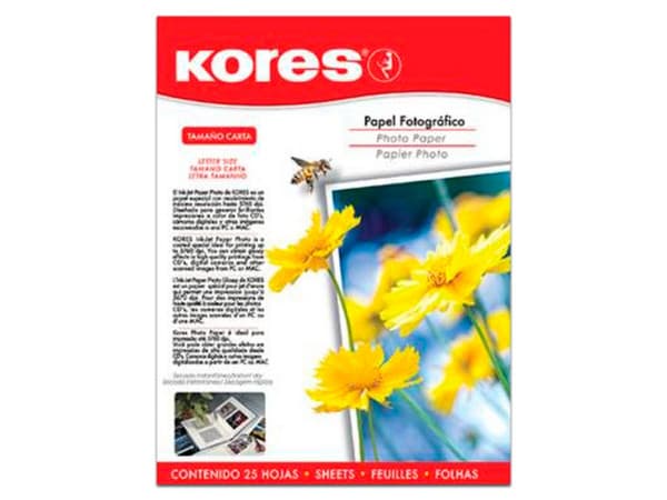 Papel Fotográfico Kores 735010, Tamaño Carta, (Paquete con 25 Hojas).