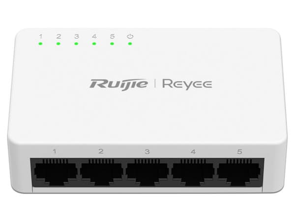 Switch PoE Ruijie de 5 puertos RJ-45 10/100/1000 Mbps, Color Blanco.