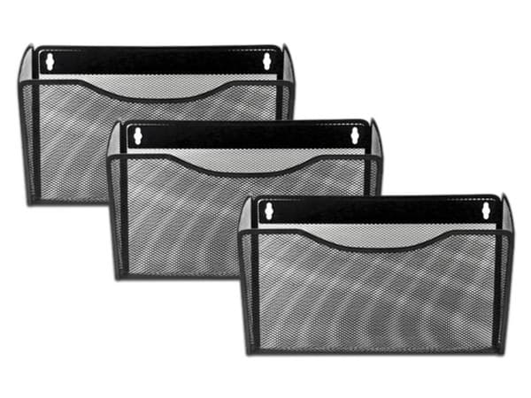 Paquete de 3 Revisteros Nextep NE-164P3 de pared, Malla metálica. Color Negro.