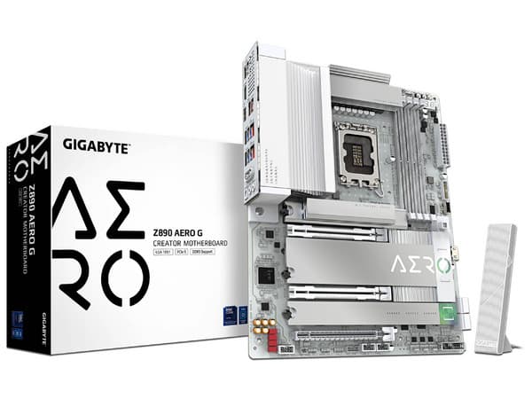 T. Madre Gigabyte Z890 AERO G: Chipset Intel Z890, Soporta: Procesadores Intel Core Ultra, Socket LGA 1851, Memoria: DDR5 9200/7200/6400MHz, 256GB Máx, Integrado: AudioHD, Red, USB 3.2 y SATA 3.0, M.2, ATX, Ptos: 1xPCIE5.0x16, 2xPCIE4.0x16