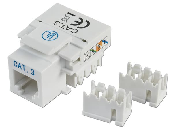 Jack de impacto Intelinet para telefonía. Color blanco.