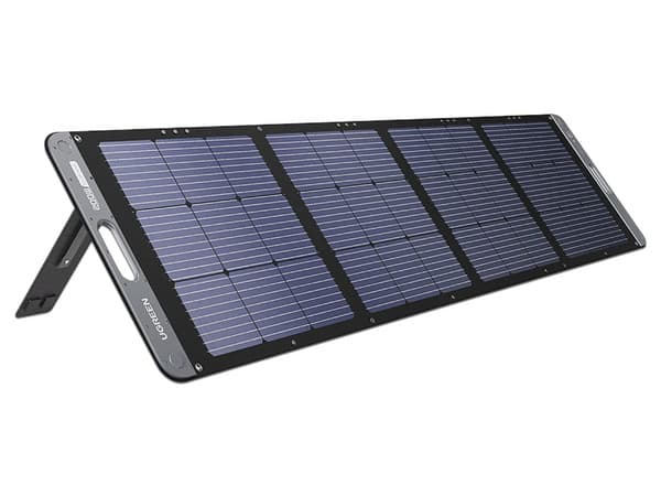 Panel Solar Plegable 200W / Recomendado para el Power Station Portable de 1200W UGREEN / Alta Eficiencia de Conversión / Alineación Inteligente de la Luz Solar / Resistente Al Agua y Duradero / Incluye Cable XT60 Macho a Macho 2m.