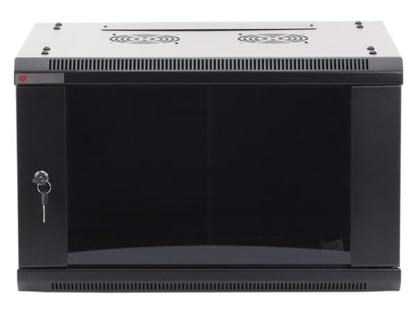 Gabinete PRECISION PSTC-06-645-BDG de 19", 6UR, Puerta de cristal. Color Negro.