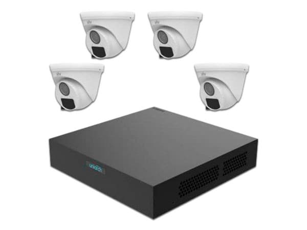 Kit de Videovigilancia Uniarch XVR301-04F/4*UAC-T112-F28, Incluye 1 XVR de 4 Canales, Soporta hasta 6TB (No Incluidos) y 4 Cámaras IP Tipo Domo de 2MP.