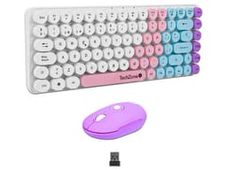 Kit Teclado Y Mouse Techzone Gradient Conexión Inalámbrica Con 85 Teclas Y Mouse Con 4 Botones DPI 1600 Color Blanco, Rosa, Azul Y Morado. - imagen 1