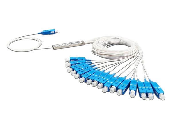 Divisor Óptico tipo PLC LinkedPro 1x16, Conectores SC/UPC. Color Azul.