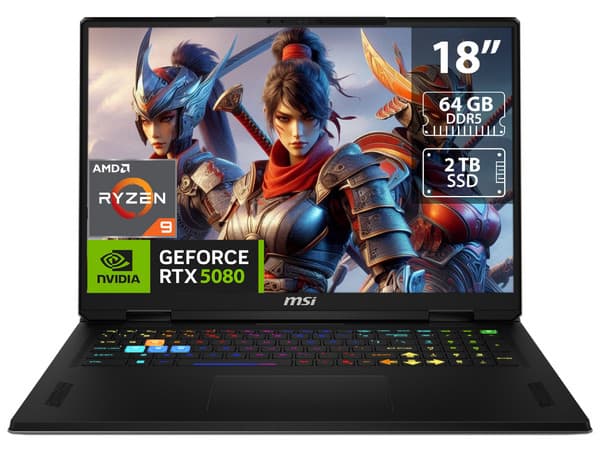 Laptop Gamer MSI Vector A18 HX:
CPU AMD Ryzen 9 9955HX (hasta 5.4 GHz),
Memoria de 64GB DDR5,
SSD de 2TB,
Pantalla de 18" LED WQXGA (2560x1600), 240Hz,
Video NVIDIA GeForce RTX 5080 16GB GDDR7, 
S.O. Windows 11 Pro,
Teclado Retroiluminado en Inglés