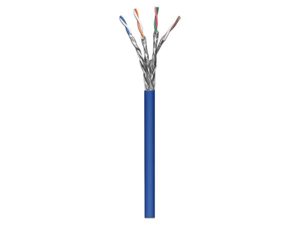 Bobina de Cable Intellinet Cat6A, SFTP (UTP) Caja con 305 m, 24 AWG, Sólido, 100% cobre. Color Azul.