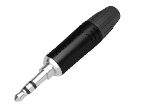 Conector de Audio Seetronic de 3.5mm, Estéreo, Contacto niquelado, Carcasa cromada. Color Negro.